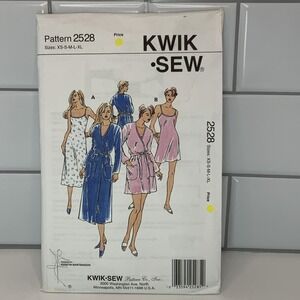 Kwik Sew 2528 Wrap Robe w Patch Pockets & Camisole Nightgown Sz XS-XL Uncut 90s